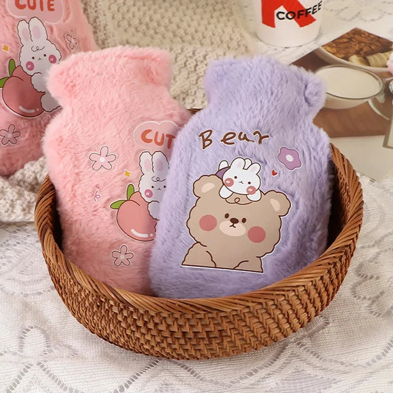 500ML Soft Hot Water Bottle Winter Hand Warmer Cute Kawaii Water Bottle for Girls Portable Waist Hand Bed Warm Bottles