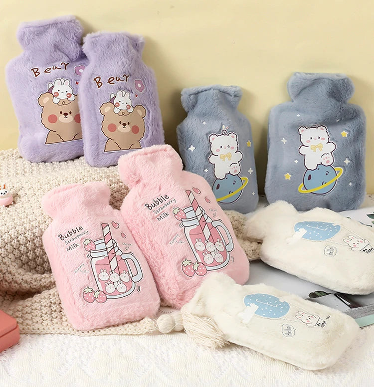 500ML Soft Hot Water Bottle Winter Hand Warmer Cute Kawaii Water Bottle for Girls Portable Waist Hand Bed Warm Bottles