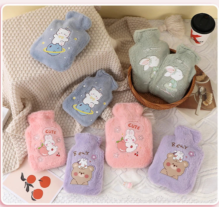 500ML Soft Hot Water Bottle Winter Hand Warmer Cute Kawaii Water Bottle for Girls Portable Waist Hand Bed Warm Bottles
